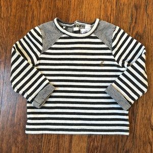 Petit Bateau black and white striped shirt, size 12 months
